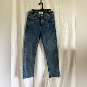 Zara Straight Leg Blue Denim with Raw Hem